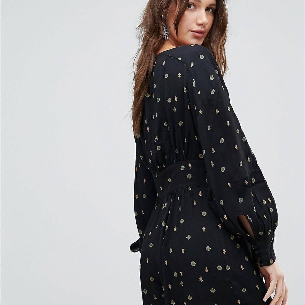 Free People Love Grows Romper Black Floral XS - Picture 3 of 15